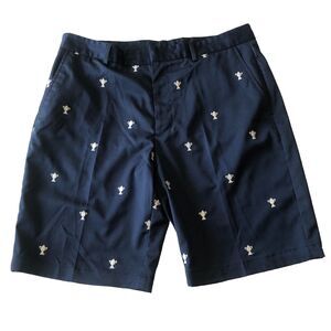 Walter Hagen Mens Navy Blue White Trophy Patterned Performance Golf Shorts Sz 36